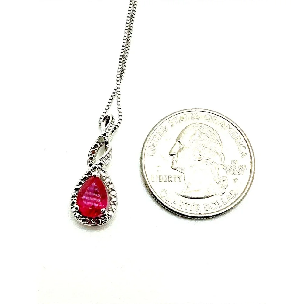 Vintage BN KRN Pink Rhinestone Pendant Necklace Silver Tone Chain Signed 18